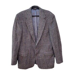 Vtg Polo by Ralph Lauren Windowpane Herringbone Tweed Union Made Sport Coat 44X